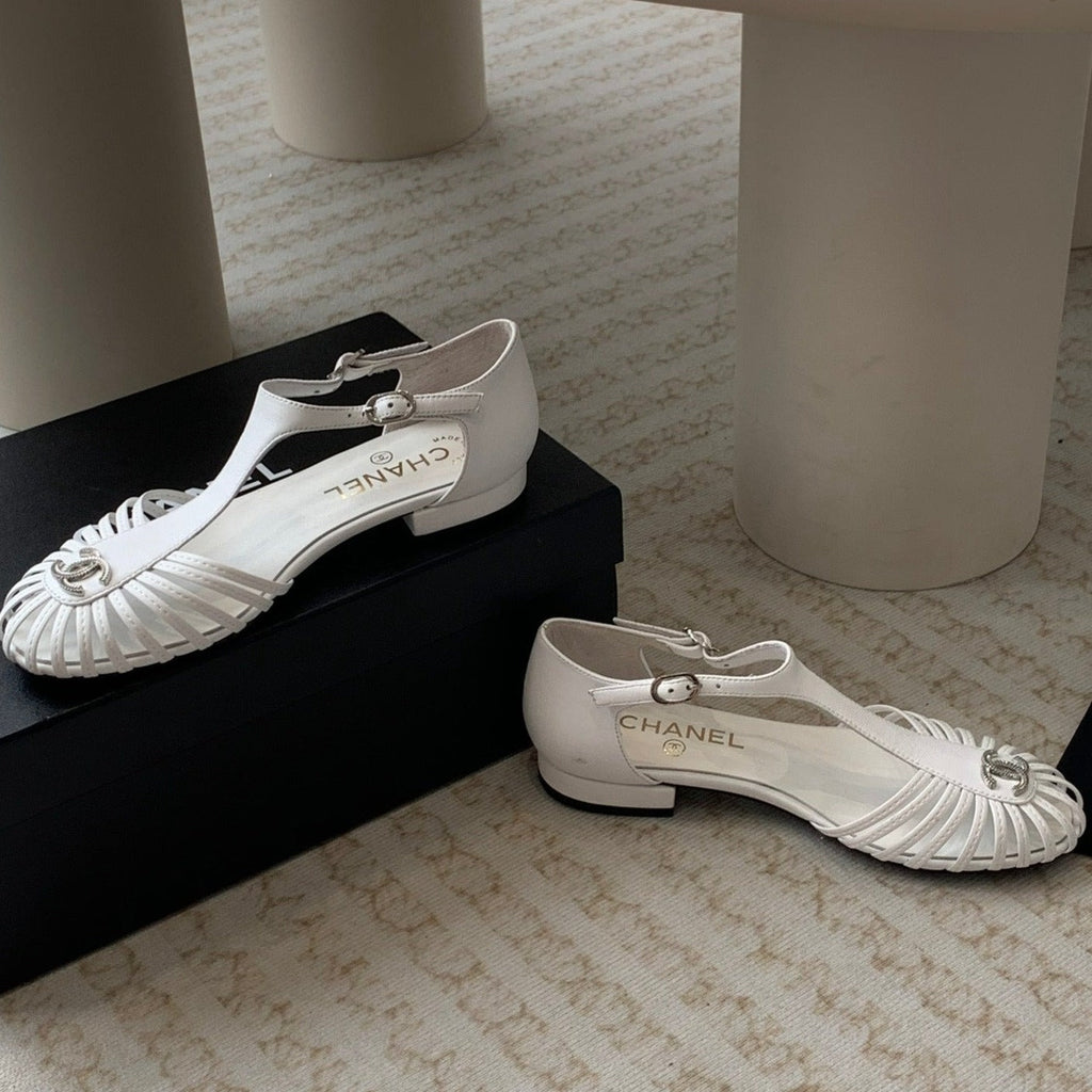 Summer New Hollow Roman Sandals White Sheepskin