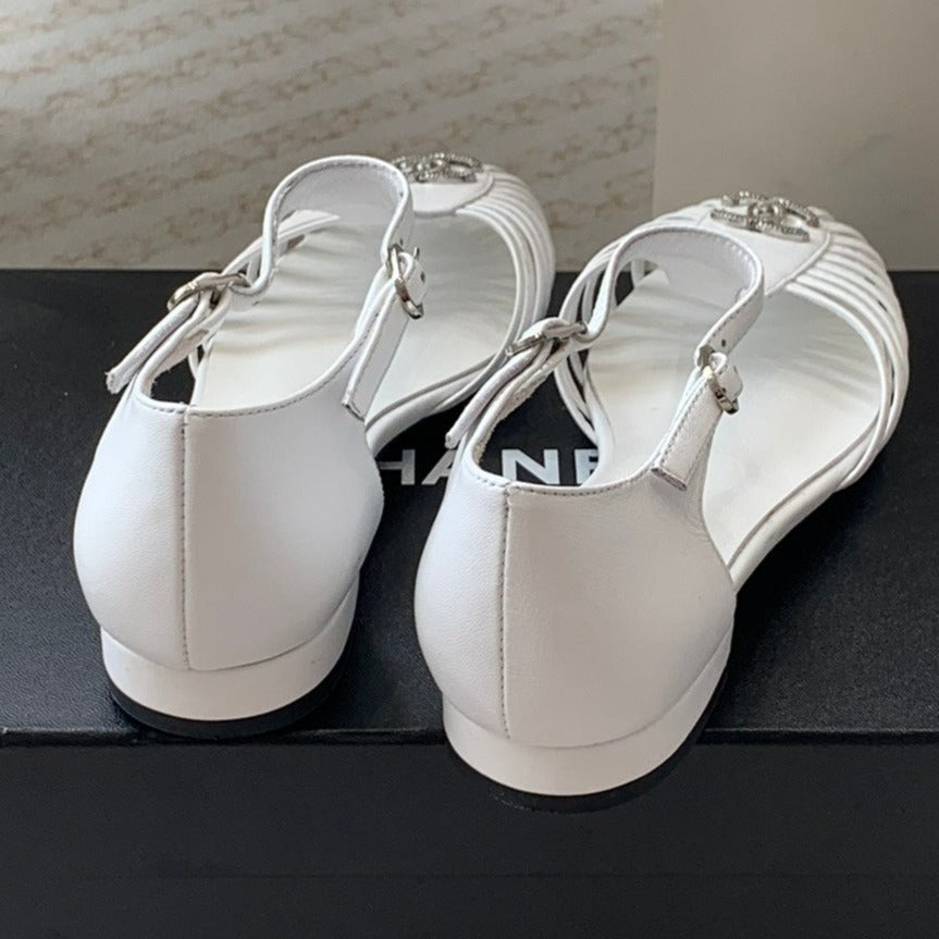 Summer New Hollow Roman Sandals White Sheepskin