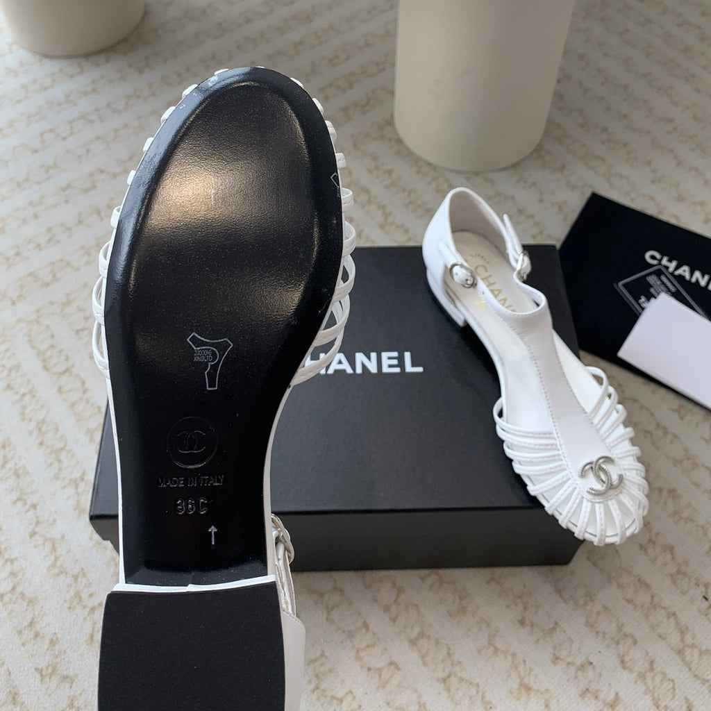 Summer New Hollow Roman Sandals White Sheepskin