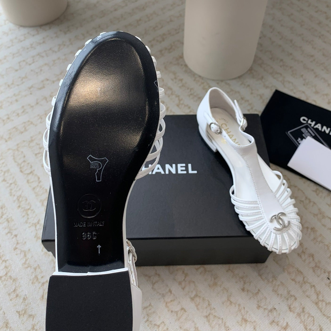 Summer New Hollow Roman Sandals White Sheepskin