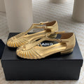 Summer New Hollow Roman Sandals Gold Sheepskin