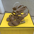 FENDI HIGH SANDAL 10 CM IN SEPIA BROWN CALFSKIN