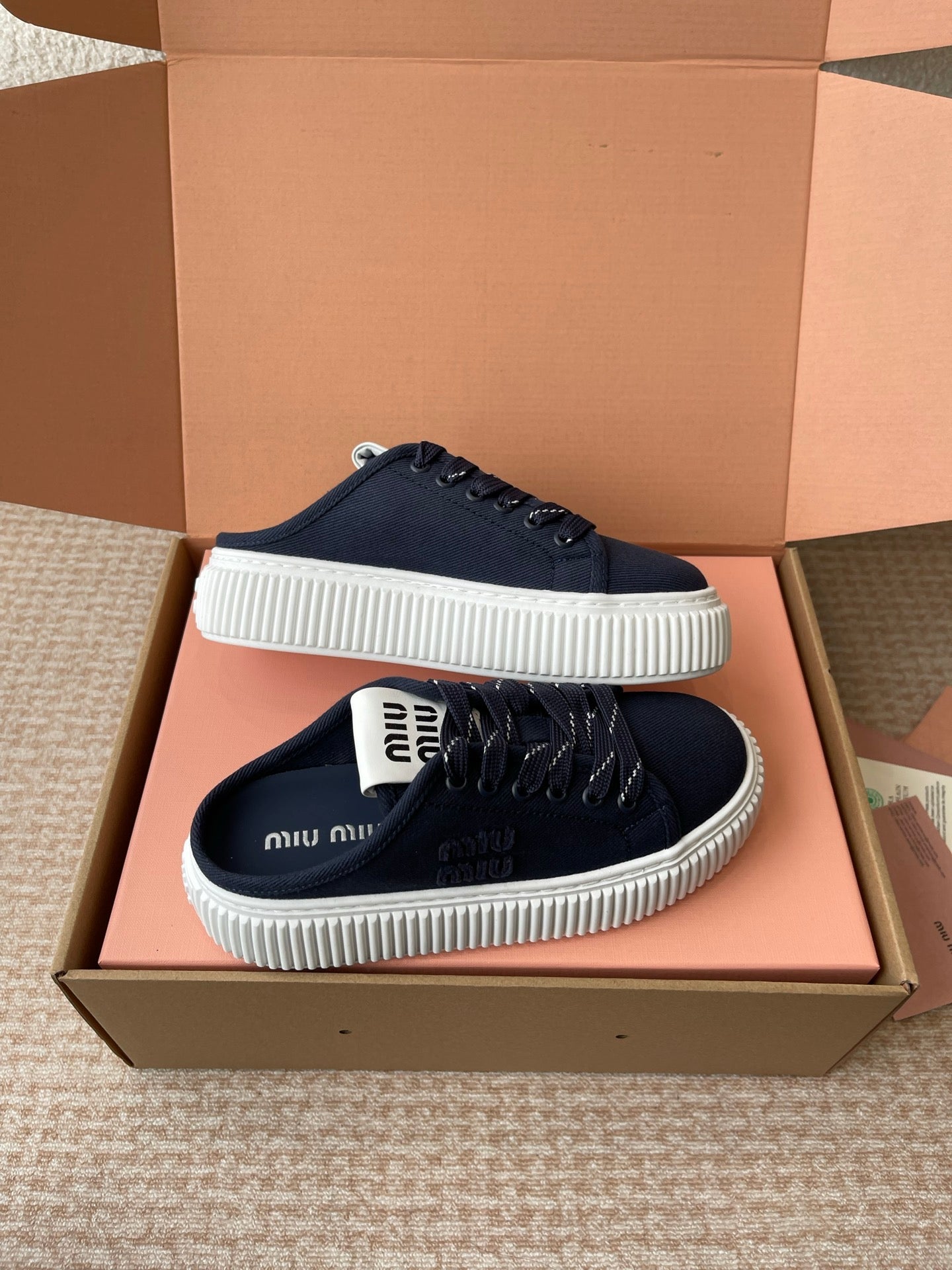 WASH SNEAKER MULES IN DARK NAVY DENIM