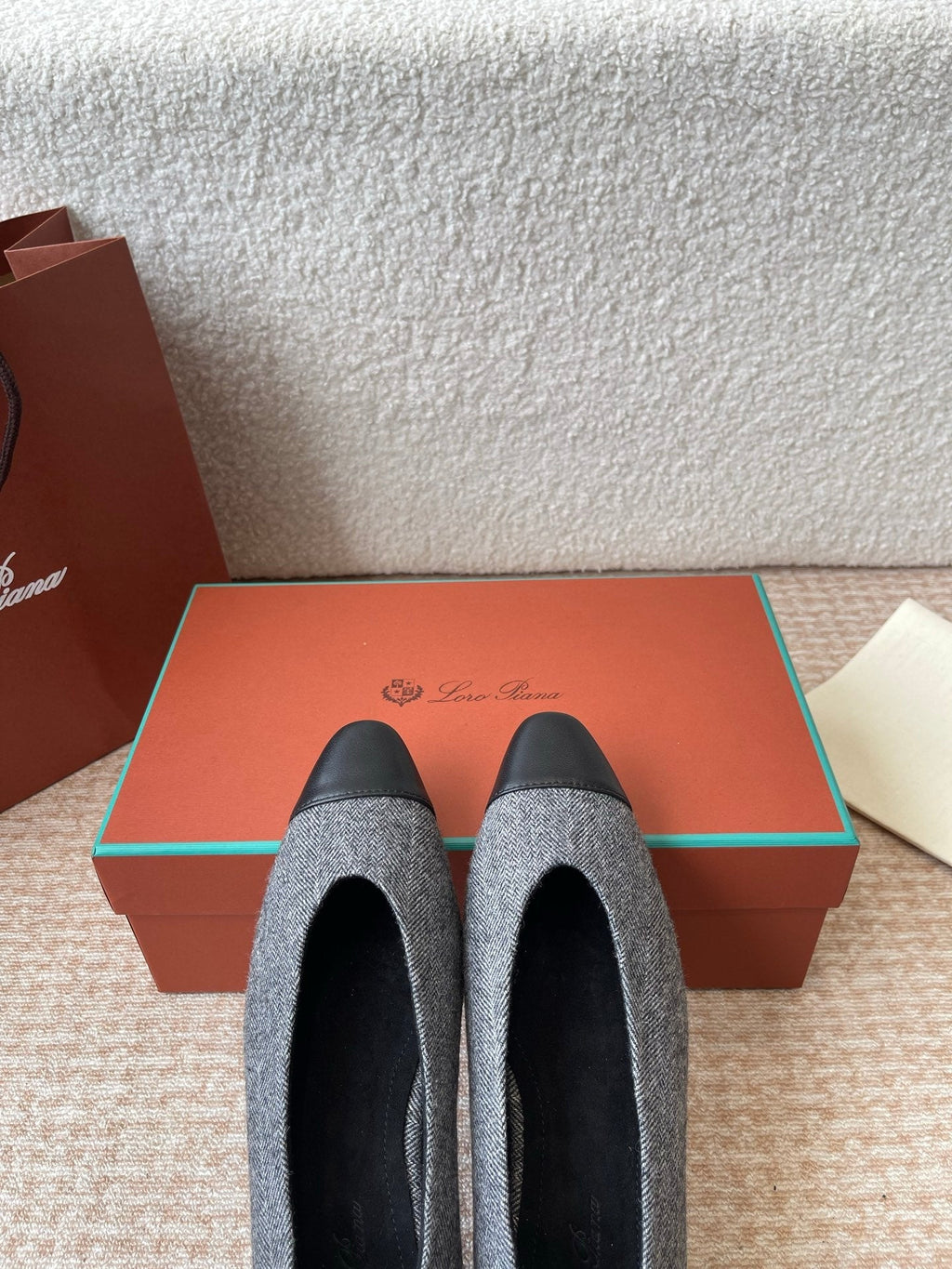 BALLET IN GREY TWEED MIX BLACK LAMBSKIN