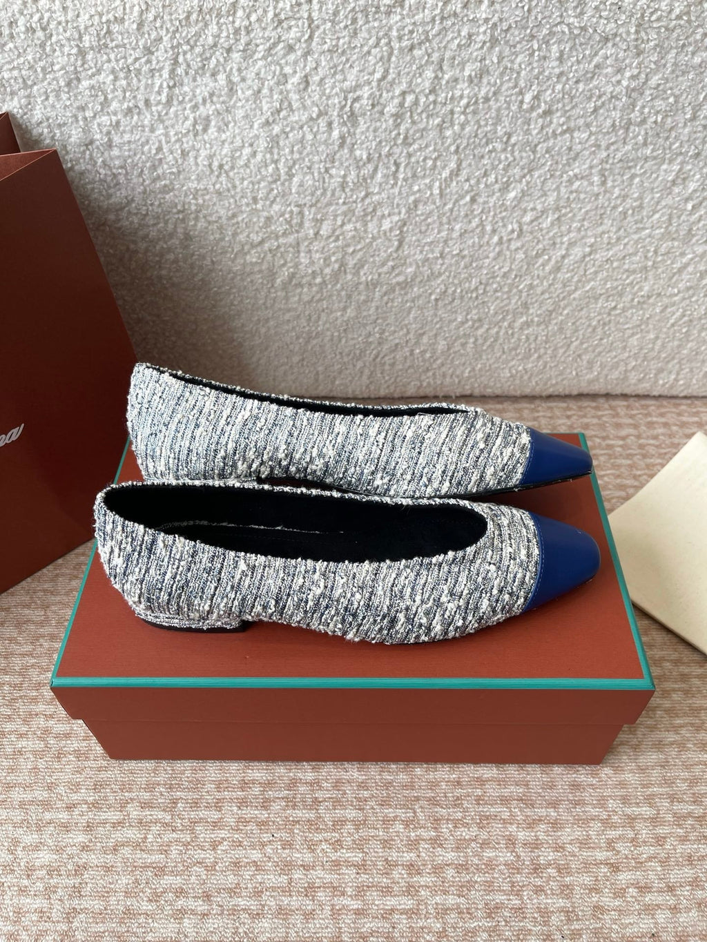 BALLET IN BLUE TWEED MIX LAMBSKIN