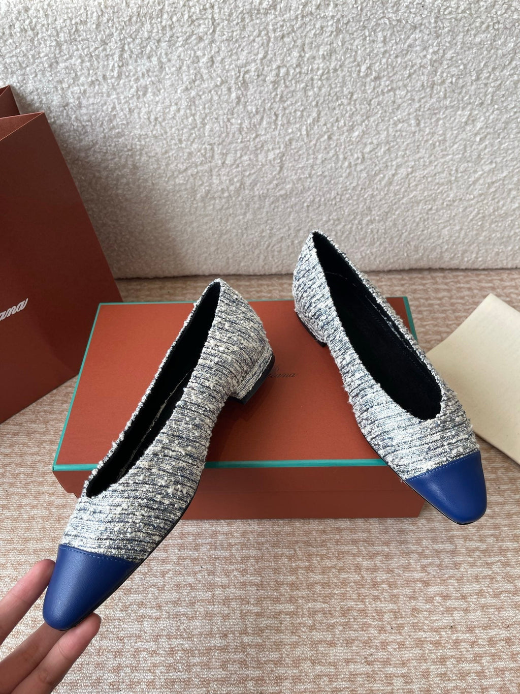 BALLET IN BLUE TWEED MIX LAMBSKIN