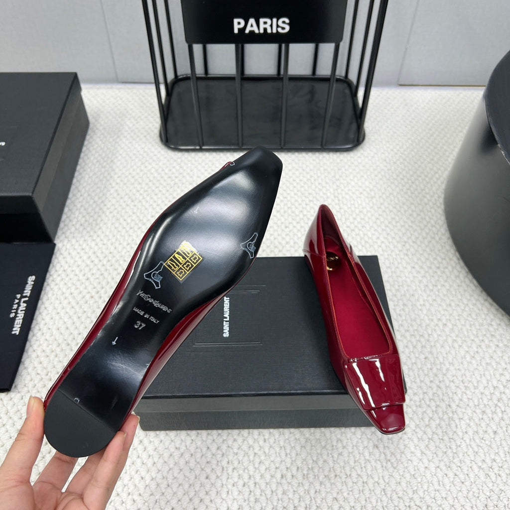 POPPY BALLET FLATS IN BURGUNDY RED GLOSSY LAMBSKIN