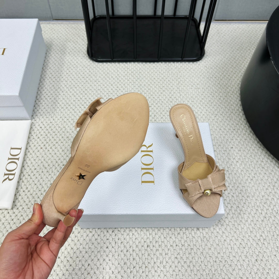 HIGH ADIORABLE MULE IN BISQUE BEIGE FABRIC