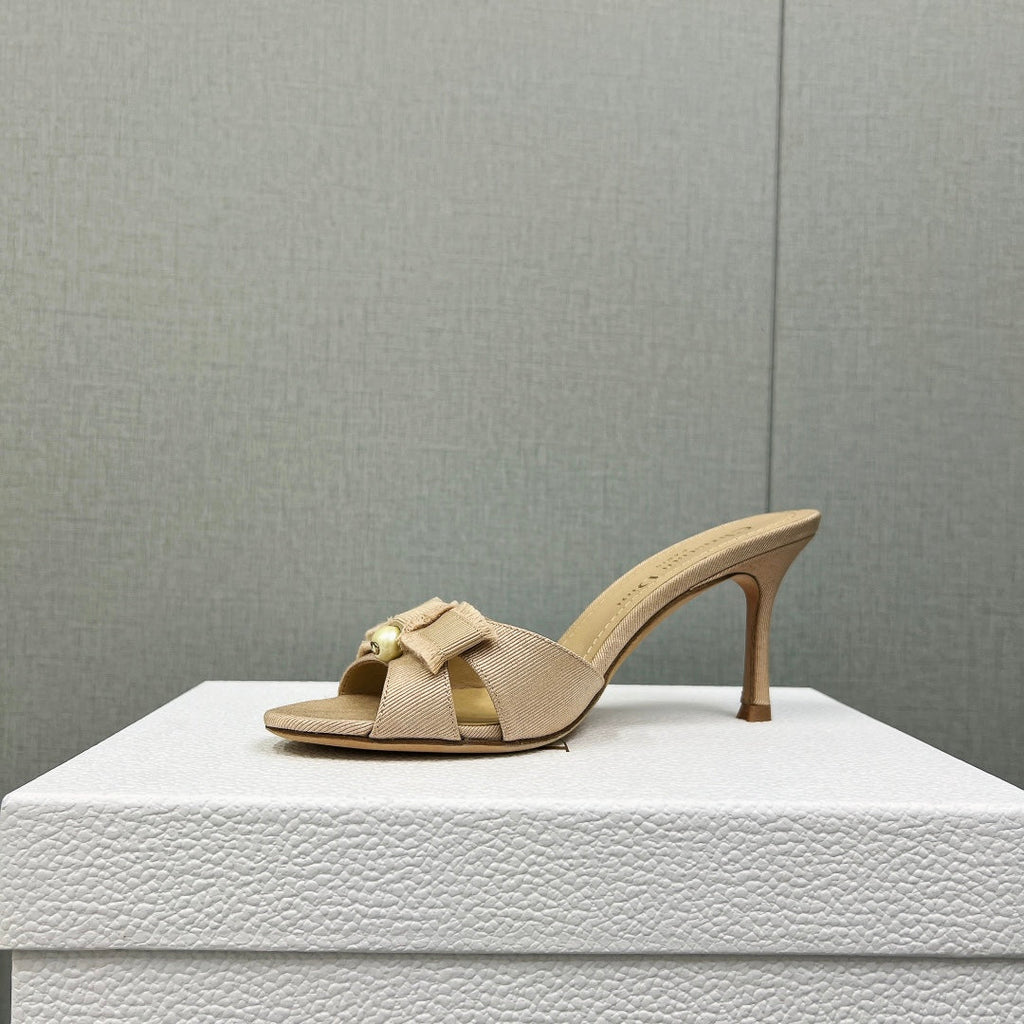 HIGH ADIORABLE MULE IN BISQUE BEIGE FABRIC