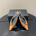 YSL SLINGBACK FLATS 25S IN MUTED ORANGE LAMBSKIN WITH GOLD HARDWARE