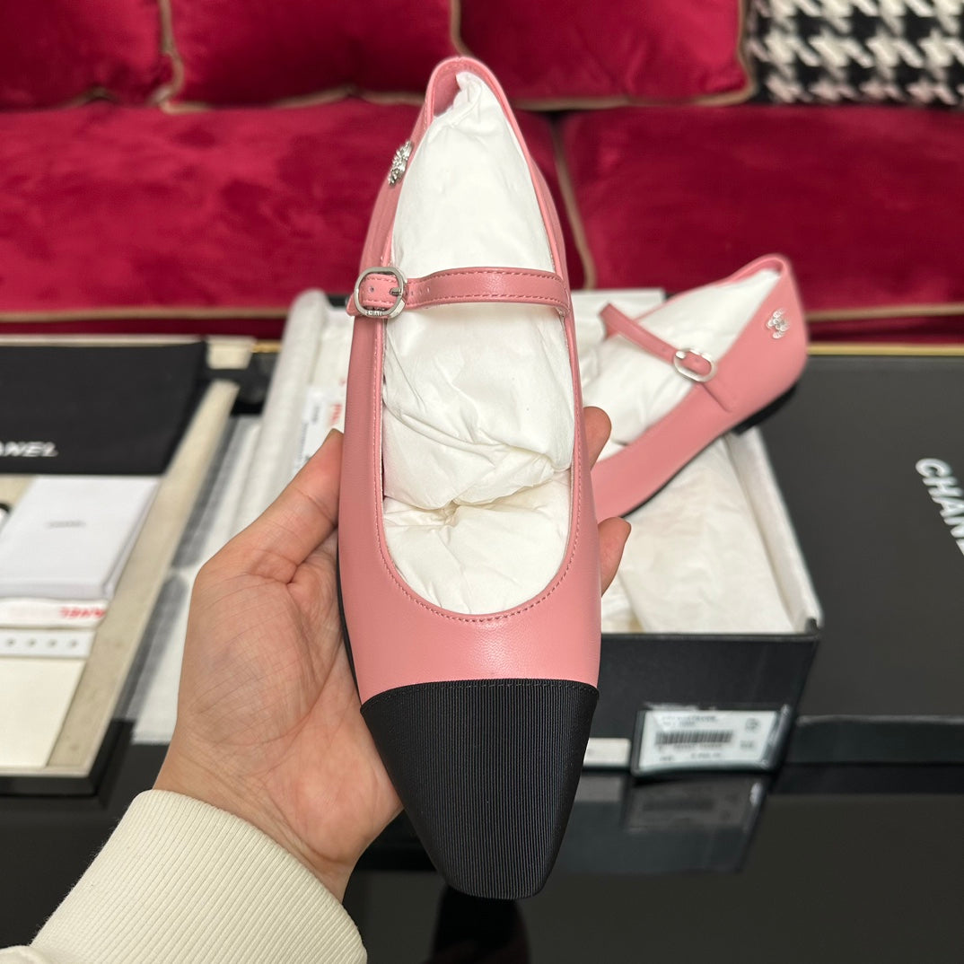 MARY JANE HOT PINK CALFSKIN AND BLACK SATIN