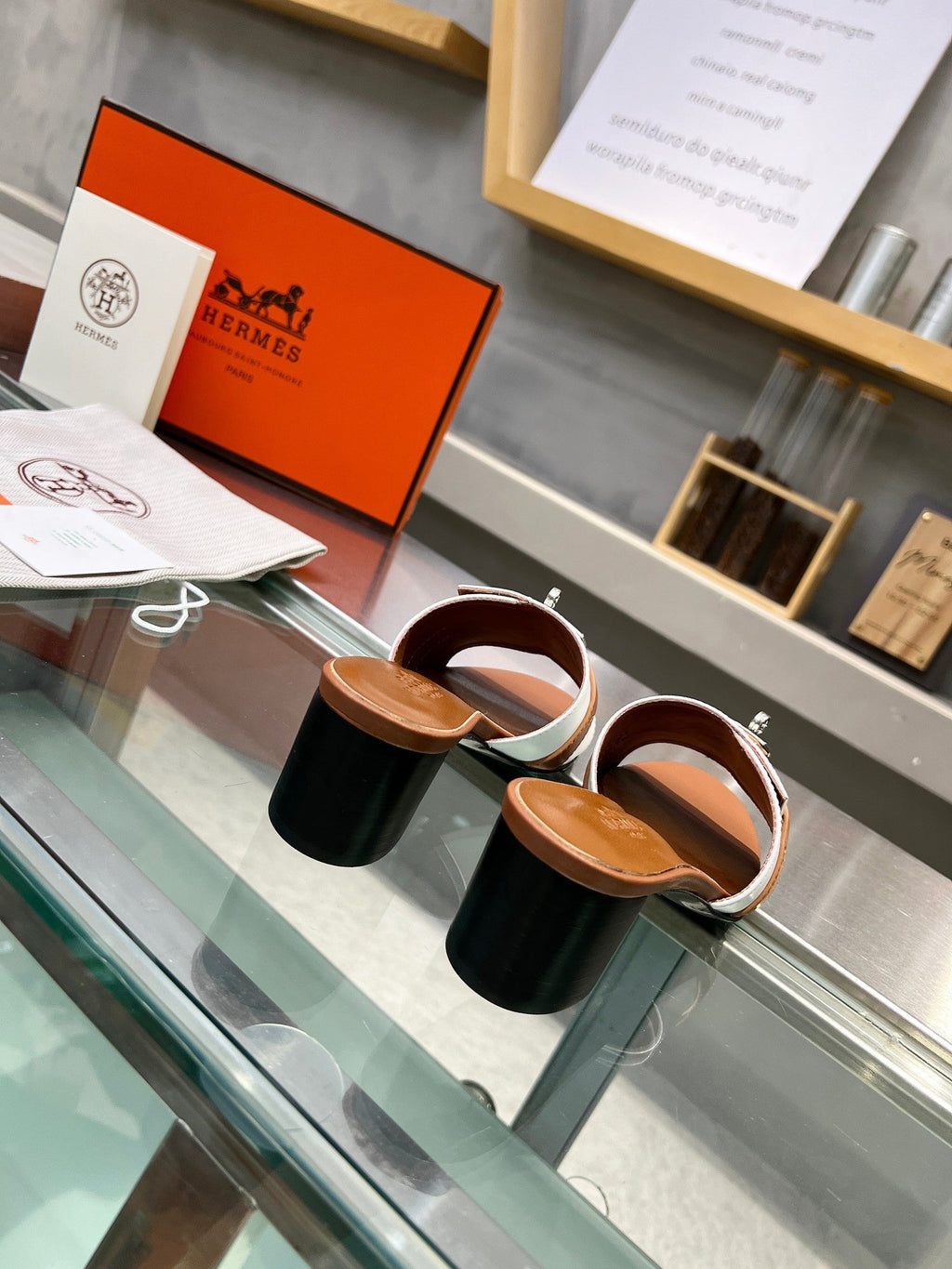 GIGI 50 SANDAL TAWNY MIX WHITE CALFSKIN