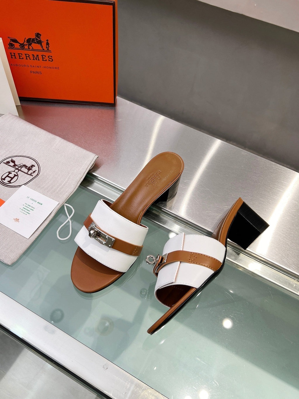 GIGI 50 SANDAL TAWNY MIX WHITE CALFSKIN