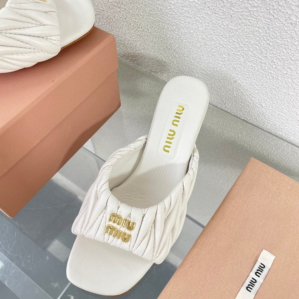 Women's Mid - Heel White Leather Stylized