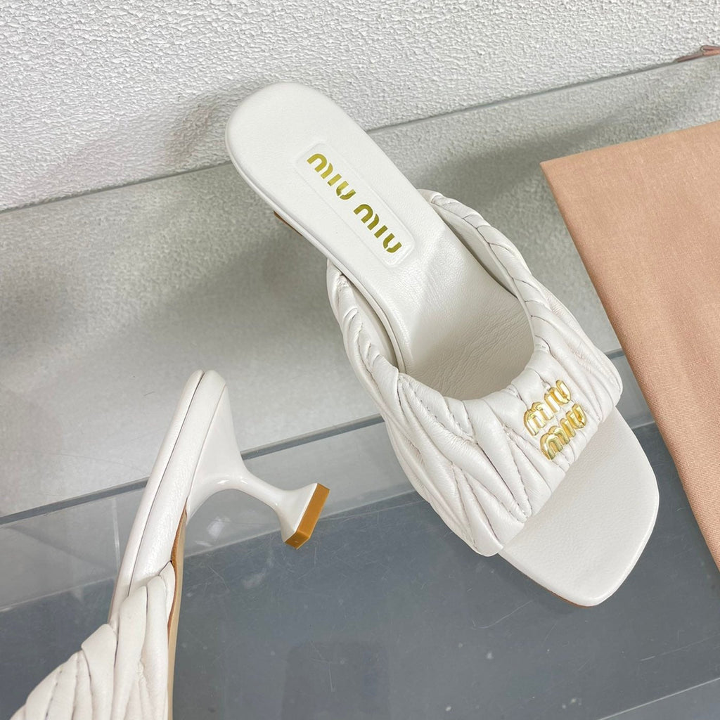 Women's Mid - Heel White Leather Stylized