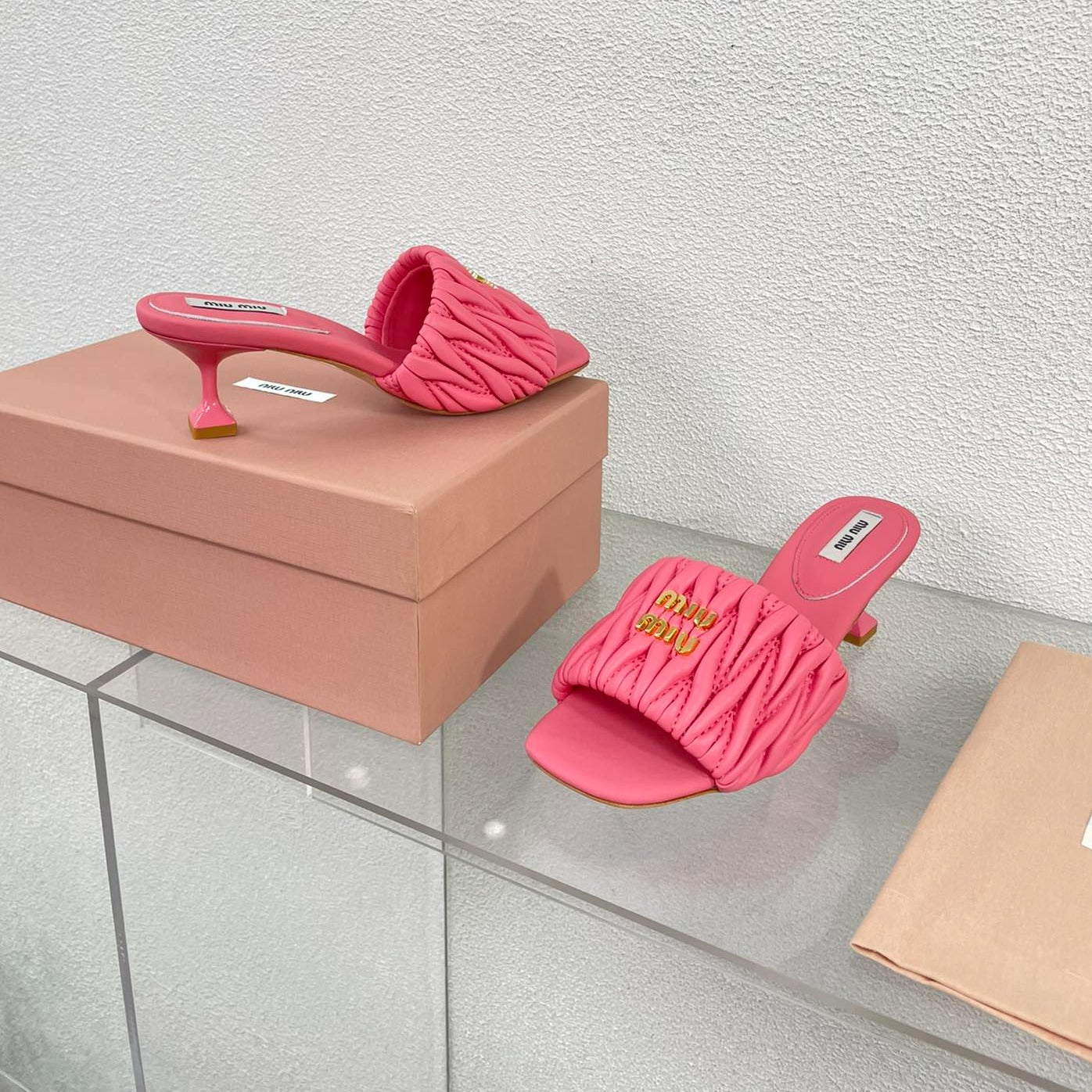 Women's Mid - Heel Rose Leather