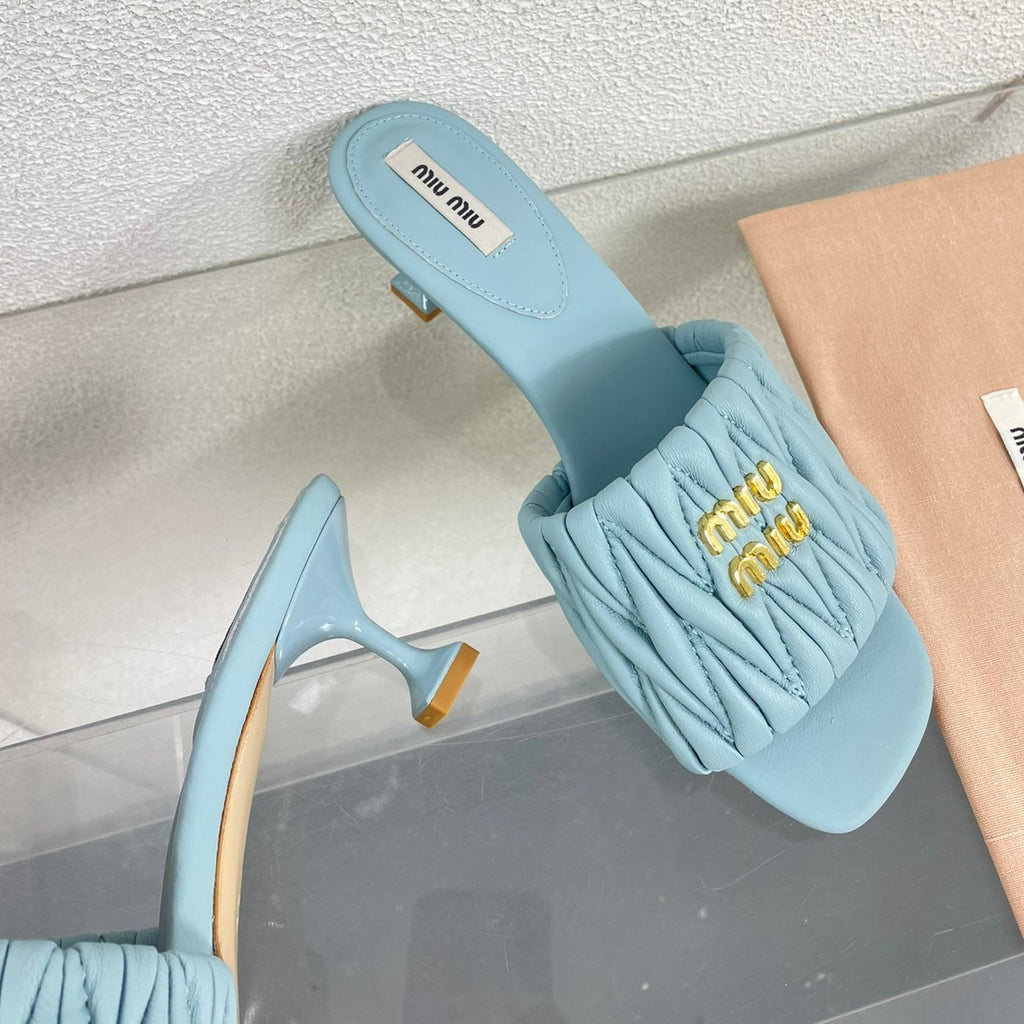 Women's Mid - Heel Baby Blue Leather