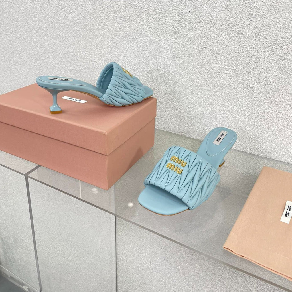 Women's Mid - Heel Baby Blue Leather