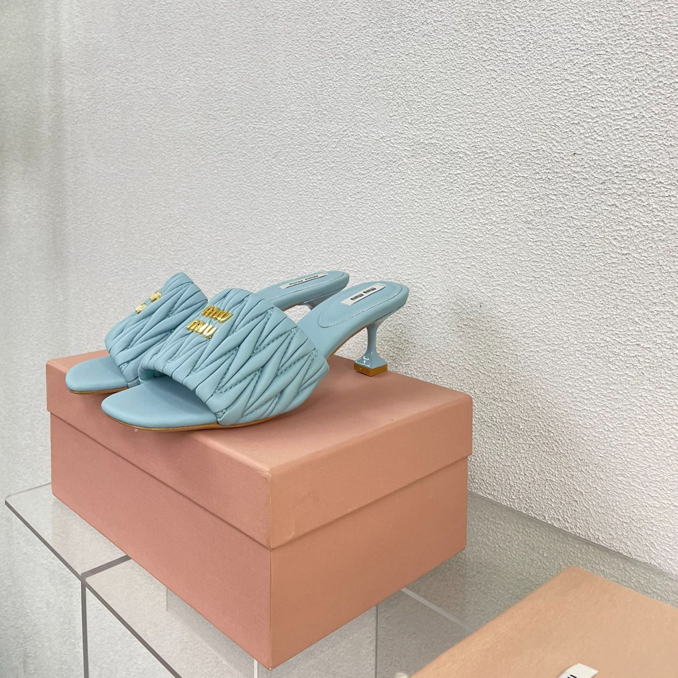 Women's Mid - Heel Baby Blue Leather