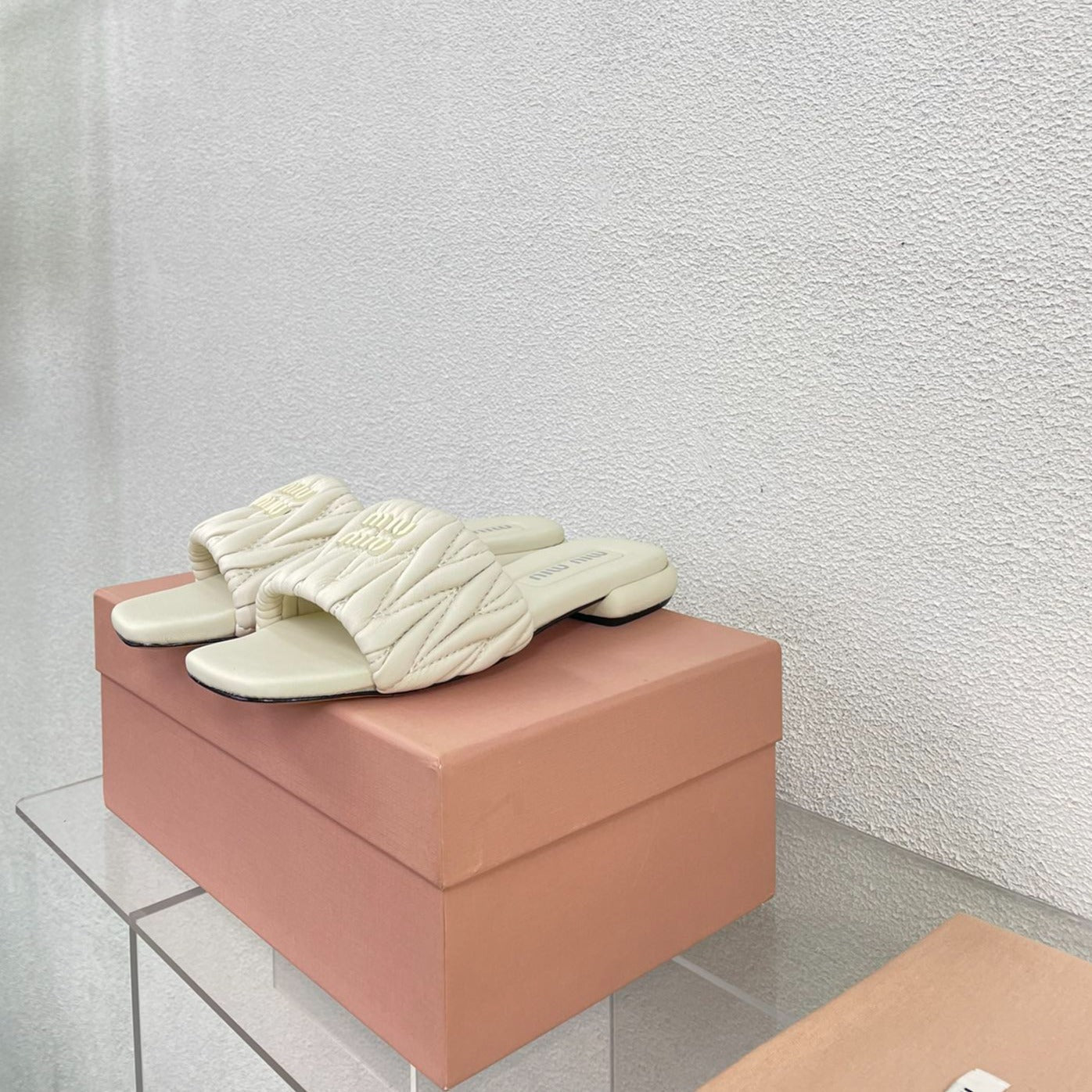 Women's White Leather Slippers