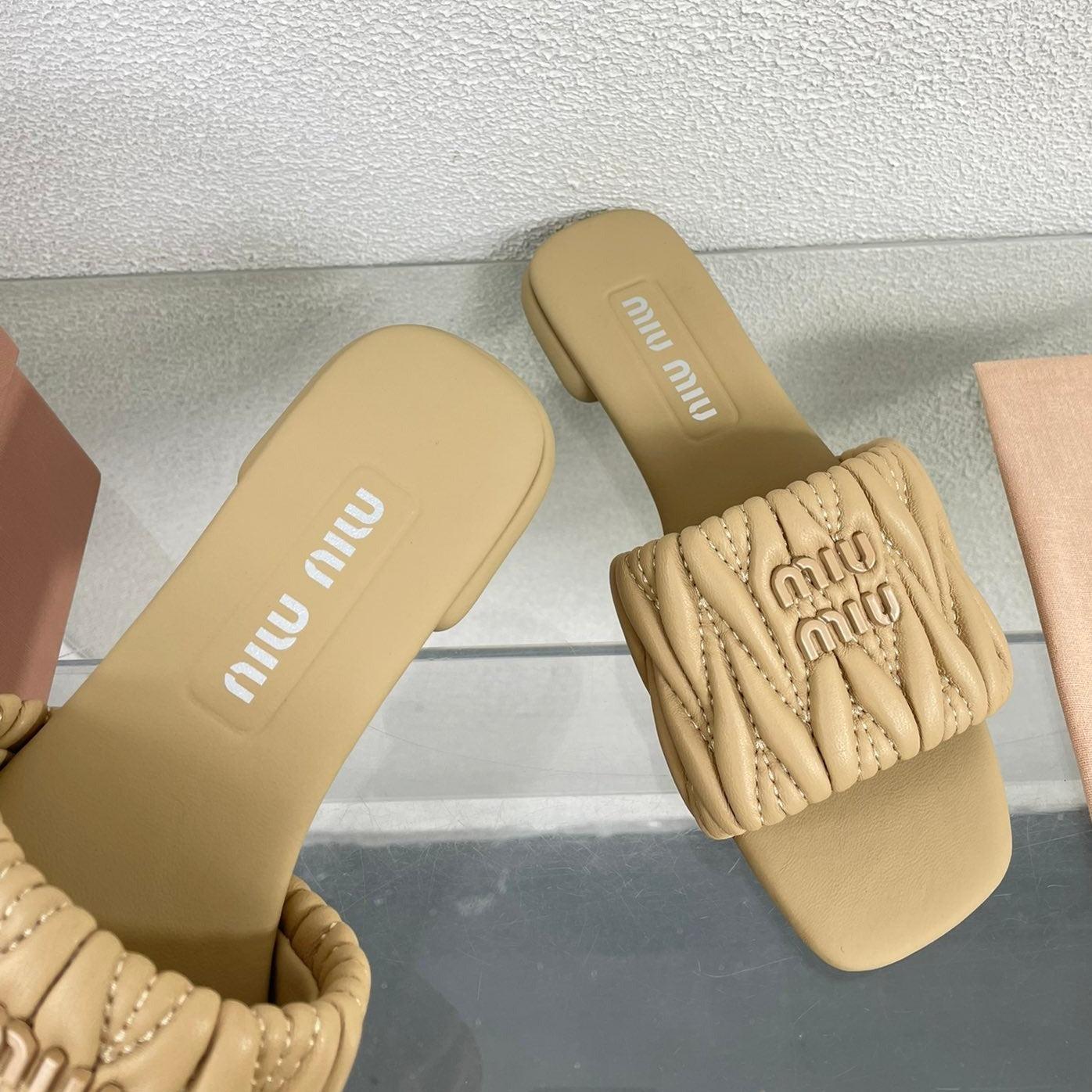 Women's Apricot Leather Slippers