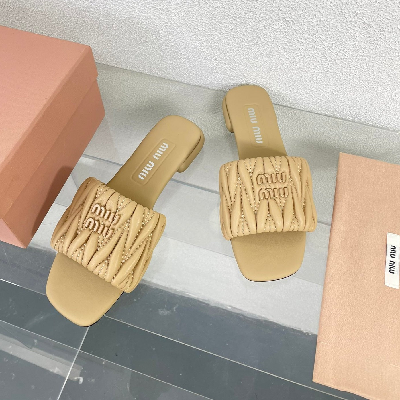 Women's Apricot Leather Slippers