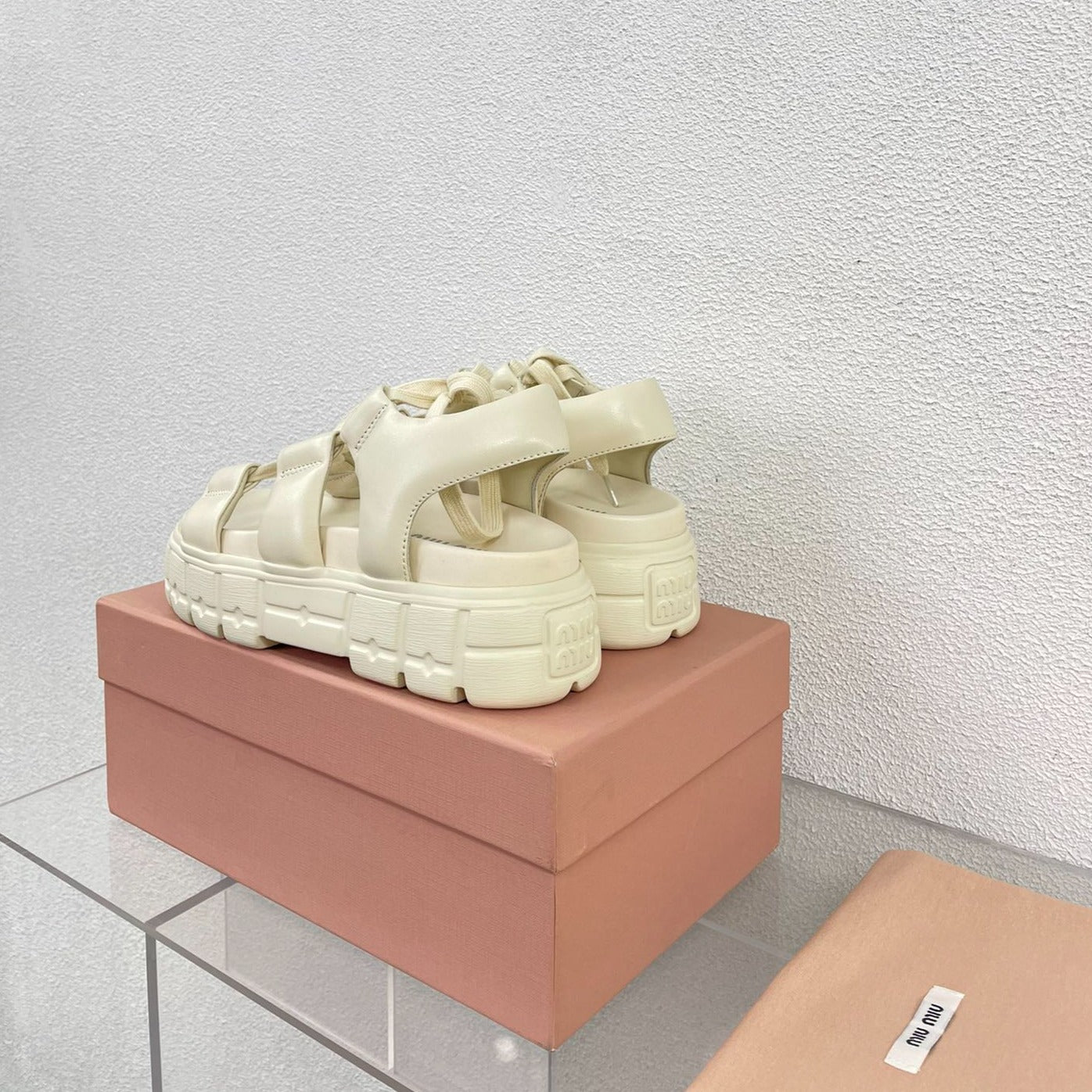 Roman Strap Thick-Soled Cream Sandals