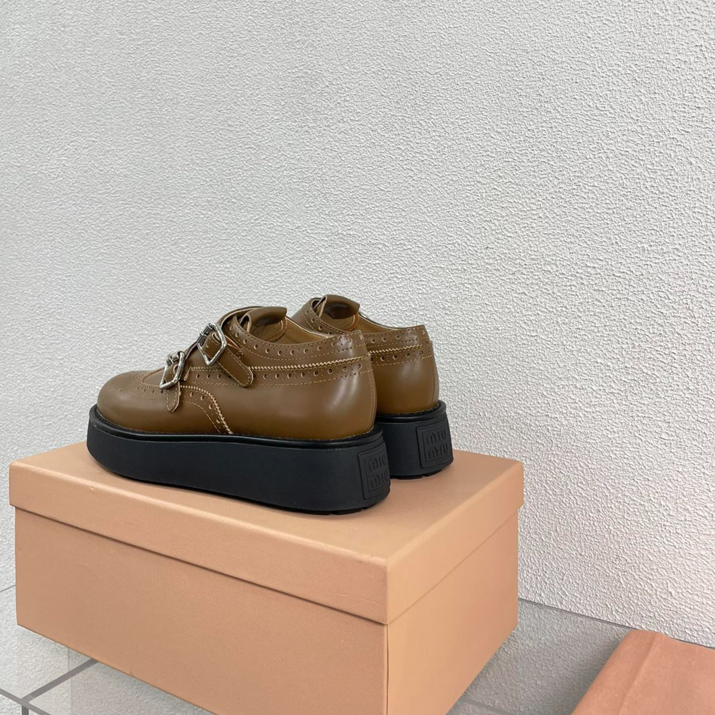 Baroque Thick-Soled Oxford Shoes Cider Calfskin