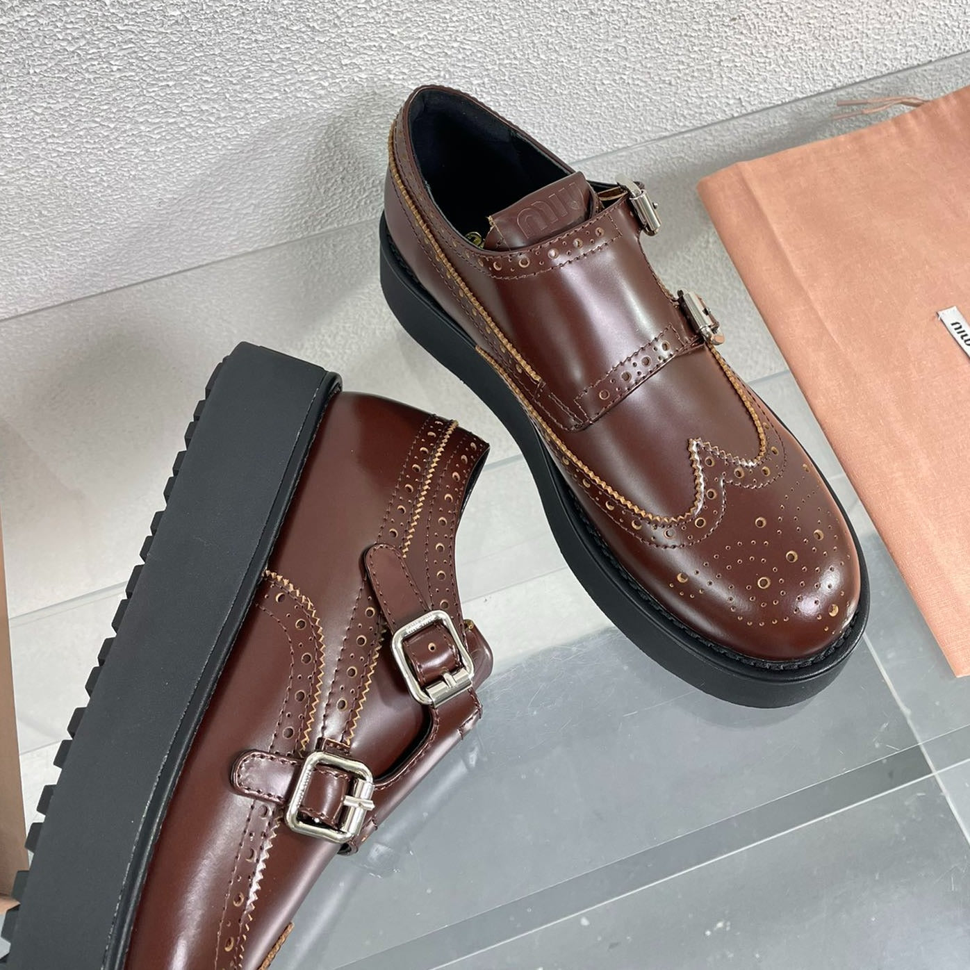 Baroque Thick-Soled Oxford Shoes Walnut Calfskin