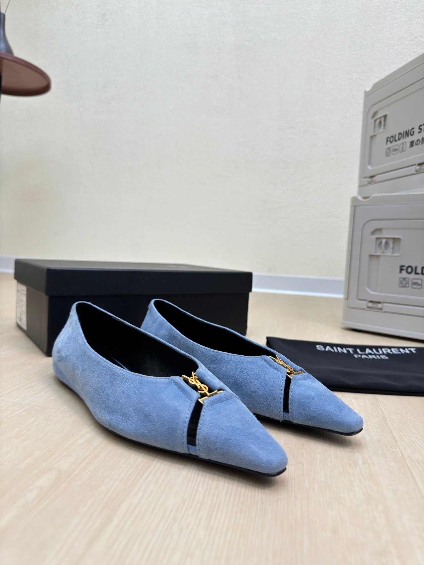 BABYLONE BALLET FLAT IN SKY BLUE SUEDE