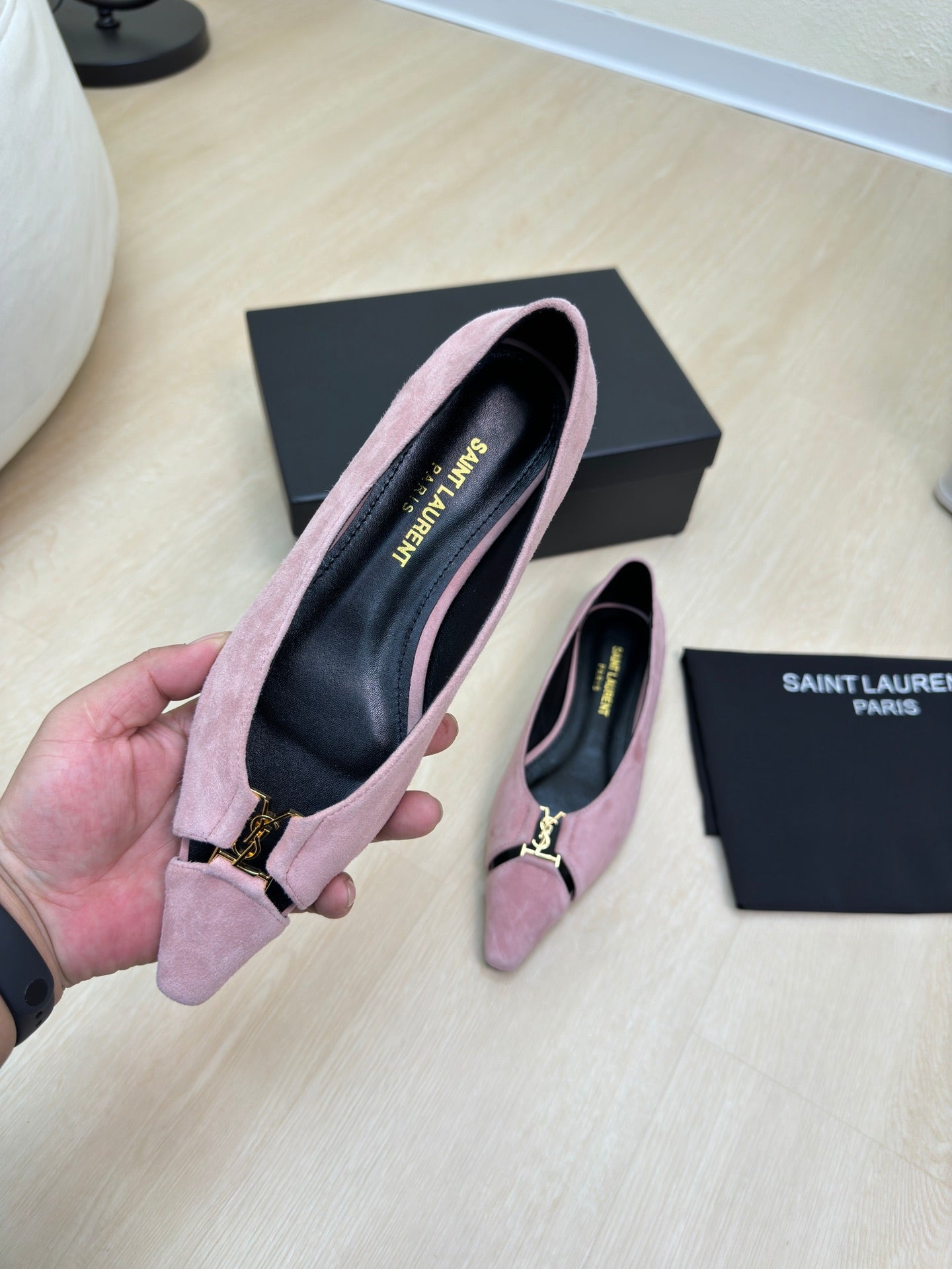 BABYLONE BALLET FLAT IN LIGHT PINK SUEDE