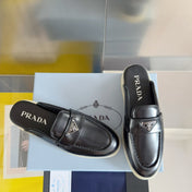Pra Black Leather Mule 25mm Rubber Sole