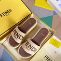 FF Sunshine 65 Beige Cotton Brown Leather Fibre Flatform Slide