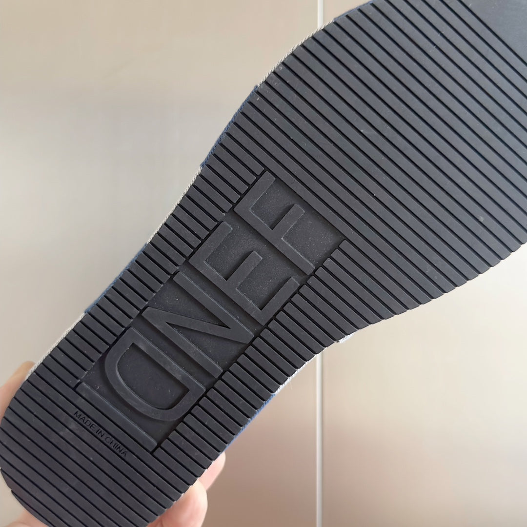 FF Sunshine 65 Blue Grey Canvas Flatform Slide