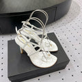 SL LINDEN HEELED SANDALS WHITE CALFSKIN