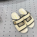 Sandals Ivory With Black Border Fabric