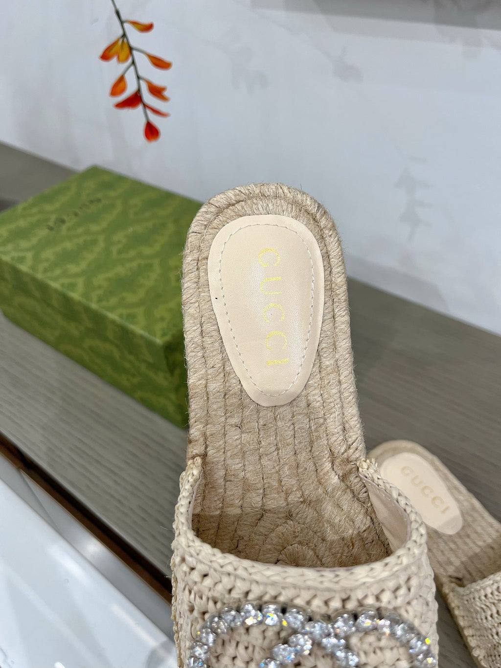 GG INTERLOCKING G ESPADRILLE CREAM FABRIC