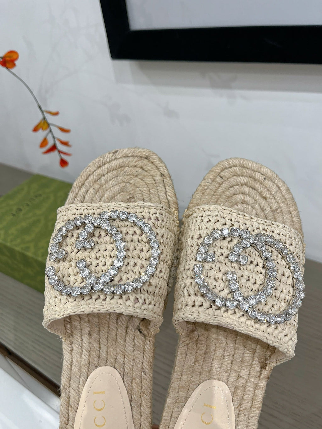 GG INTERLOCKING G ESPADRILLE CREAM FABRIC