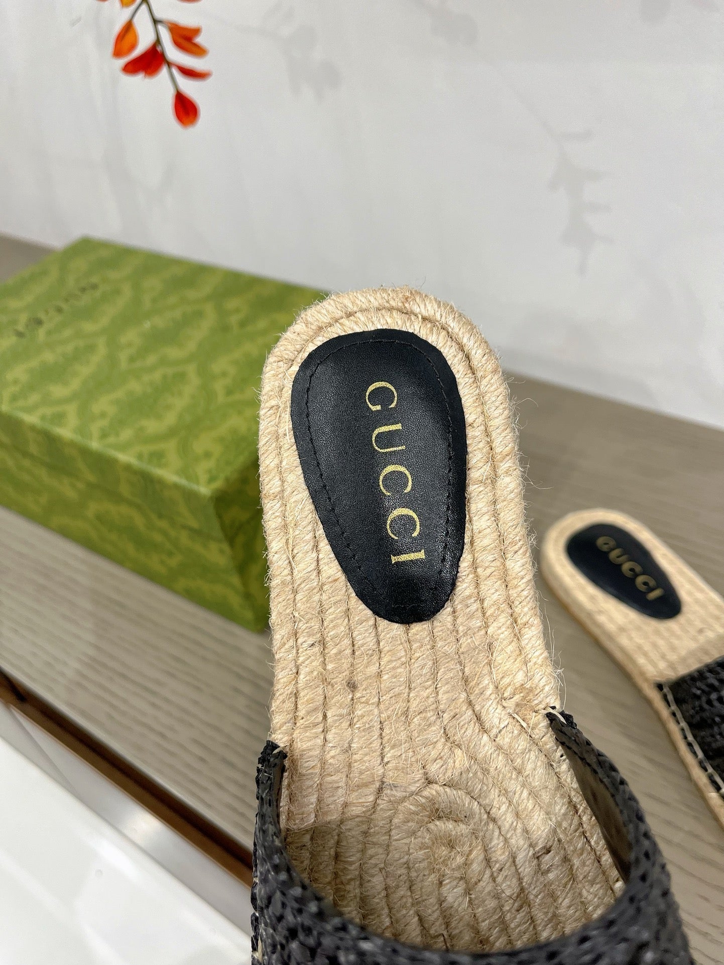 GG INTERLOCKING G ESPADRILLE BLACK FABRIC