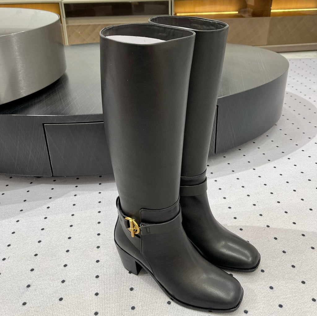 JUSTINE BOOT 6 CM IN BLACK CALFSKIN