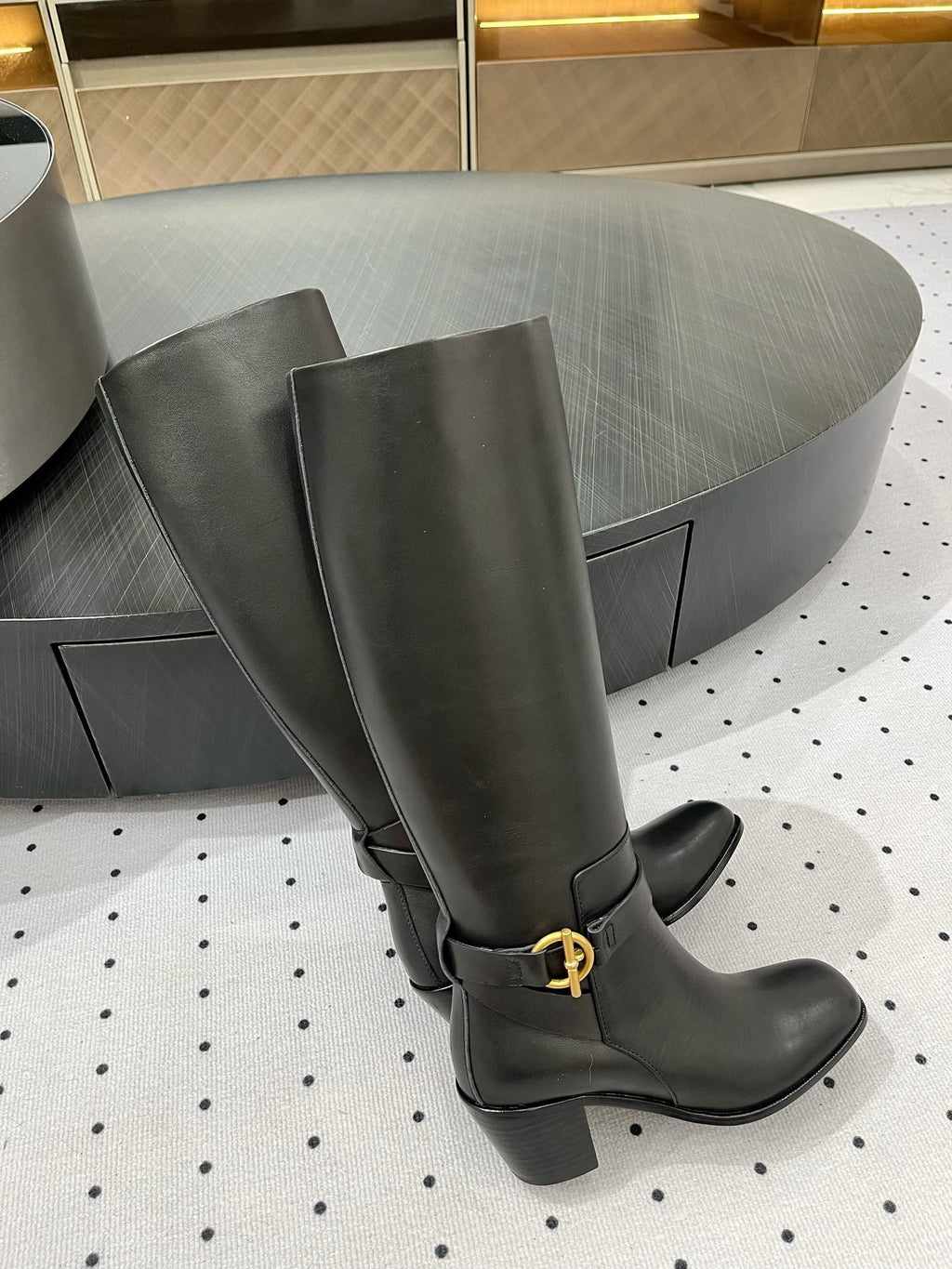 JUSTINE BOOT 6 CM IN BLACK CALFSKIN