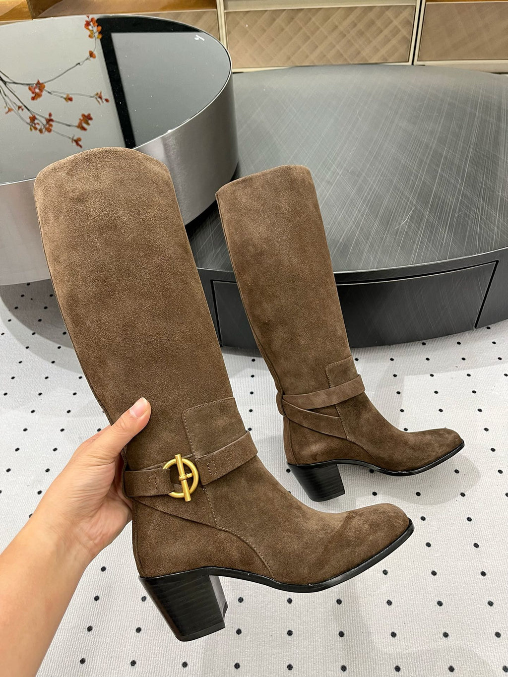 JUSTINE BOOT 6 CM IN CHOCOLATE BROWN SUEDE