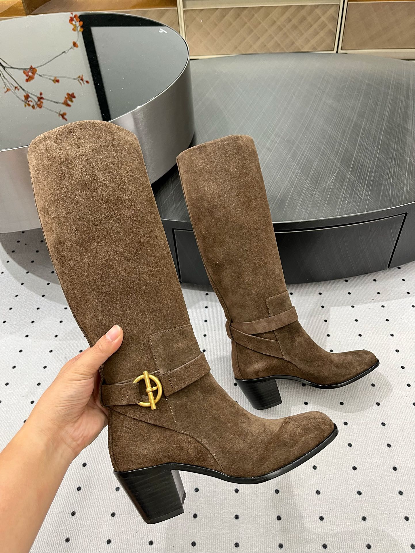 JUSTINE BOOT 6 CM IN CHOCOLATE BROWN SUEDE