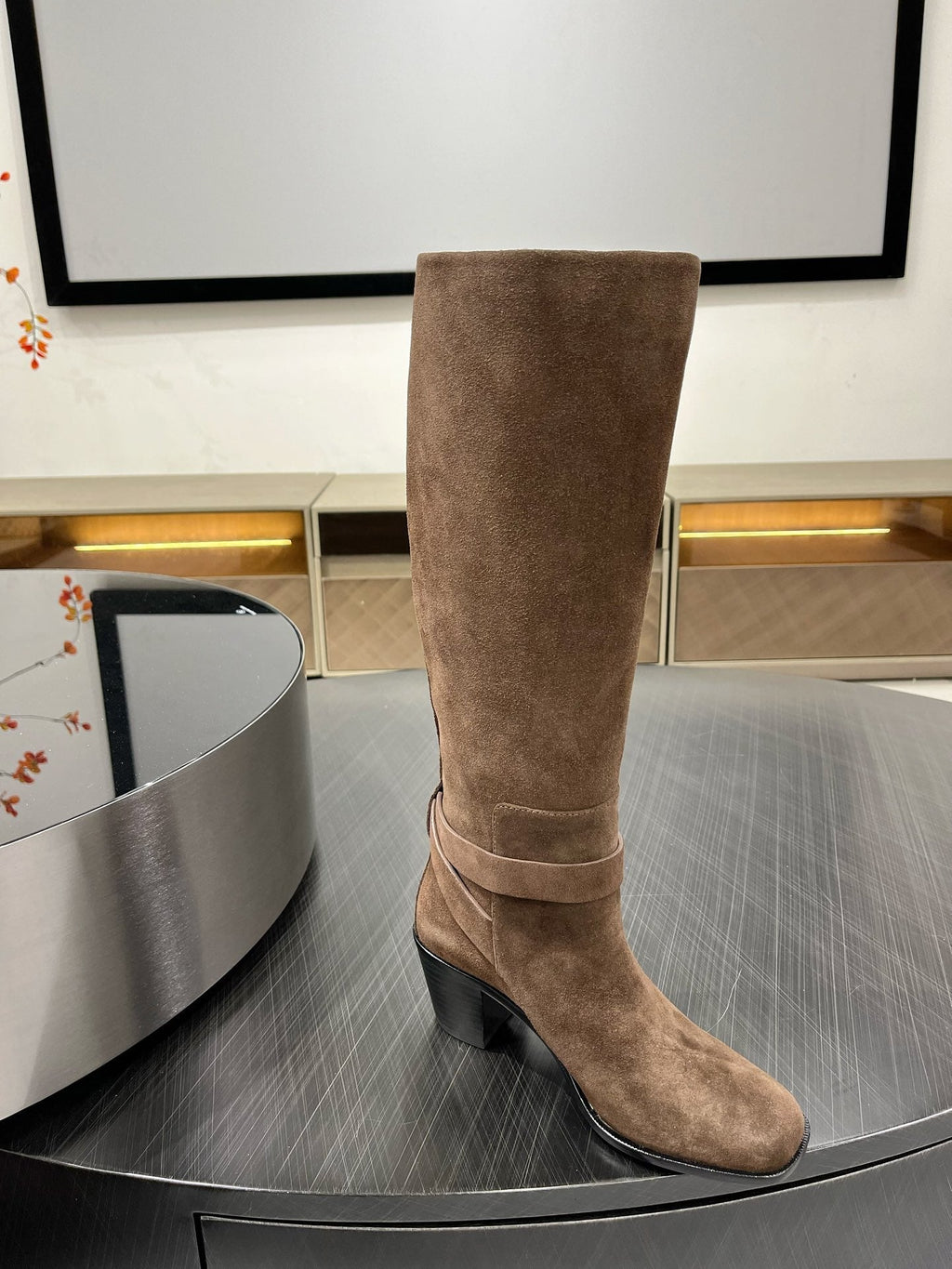 JUSTINE BOOT 6 CM IN CHOCOLATE BROWN SUEDE