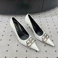 HEELED PUMPS 65 MM IN WHITE GLOSSY CALFSKIN SILVER HARDWARE
