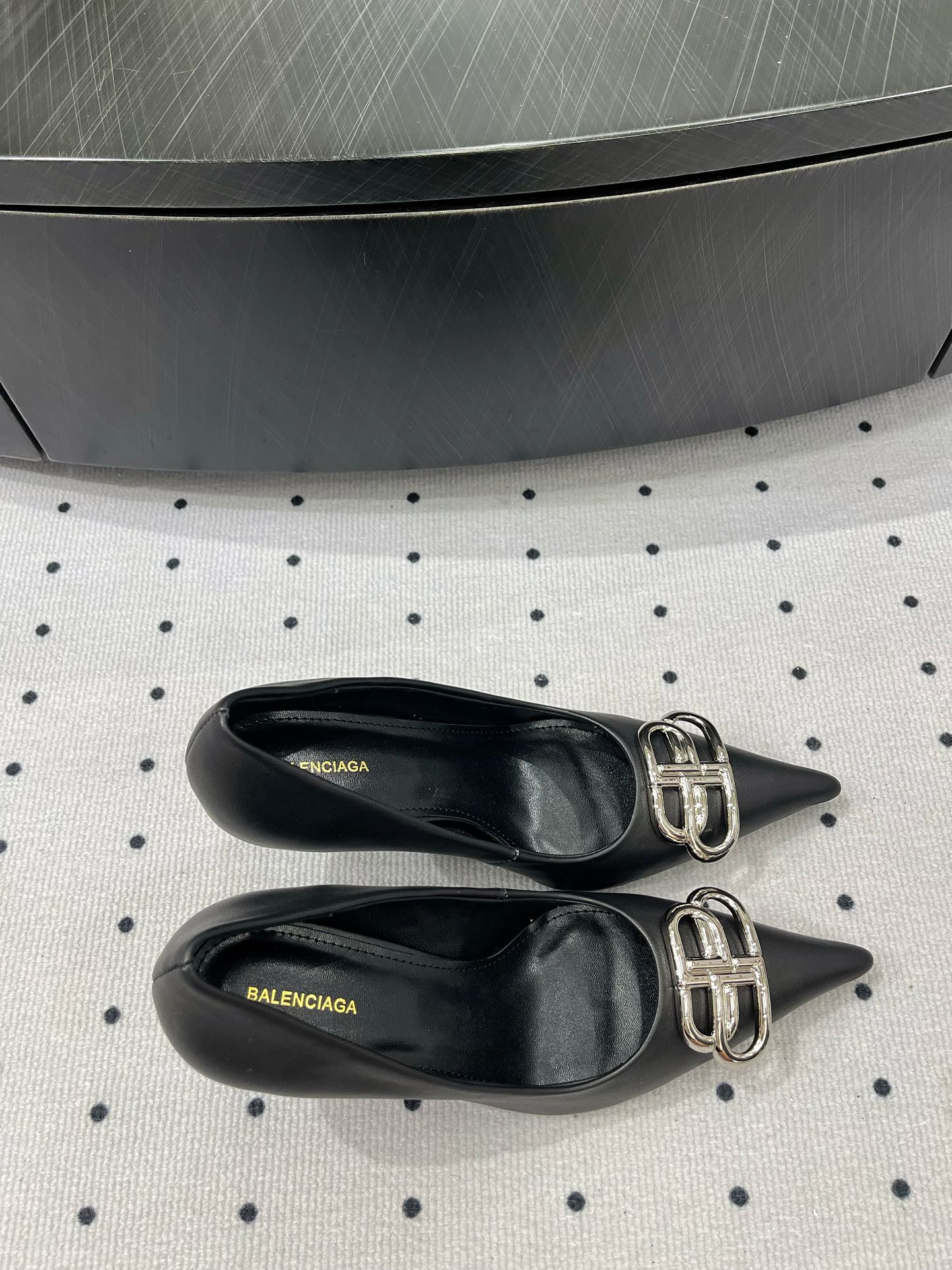 HEELED PUMPS 65 MM IN BLACK SMOOTH LAMBSKIN SILVER HARDWARE