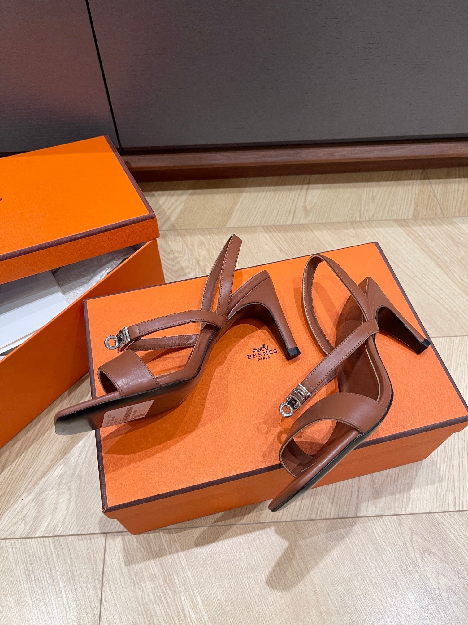 GLAMOUR 75 SANDAL CHOCOLATE CALFSKIN