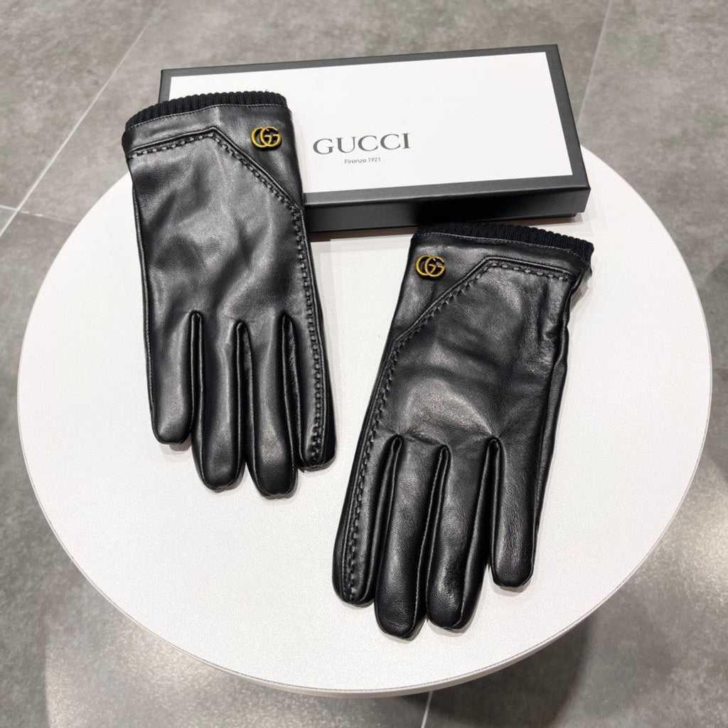 TOUCHSCREEN GLOVES IN BLACK LAMBSKIN MIX WOOL 130577