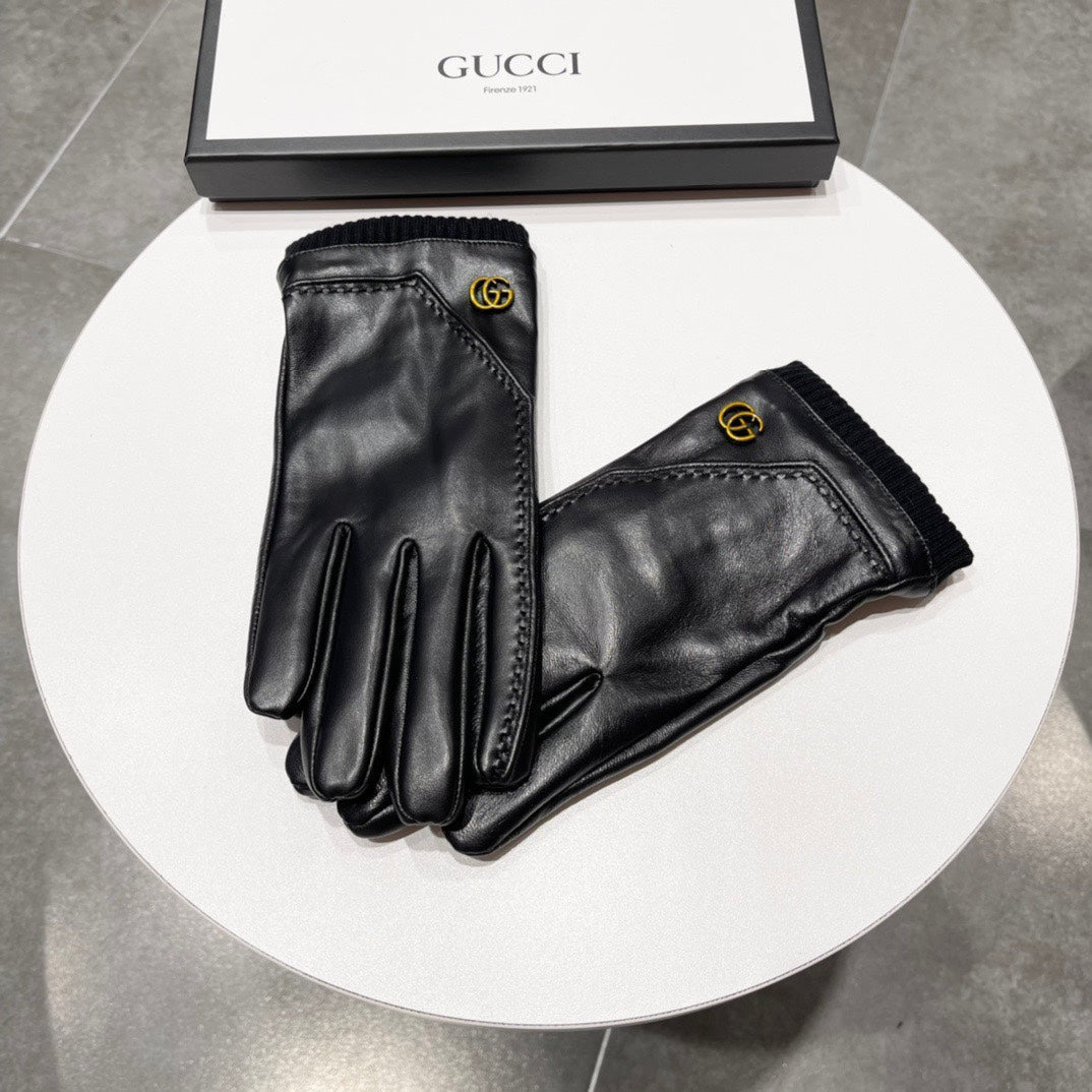 TOUCHSCREEN GLOVES IN BLACK LAMBSKIN MIX WOOL 130577