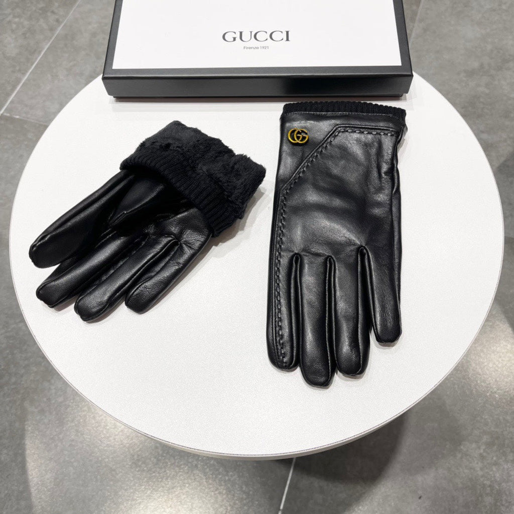 TOUCHSCREEN GLOVES IN BLACK LAMBSKIN MIX WOOL 130577